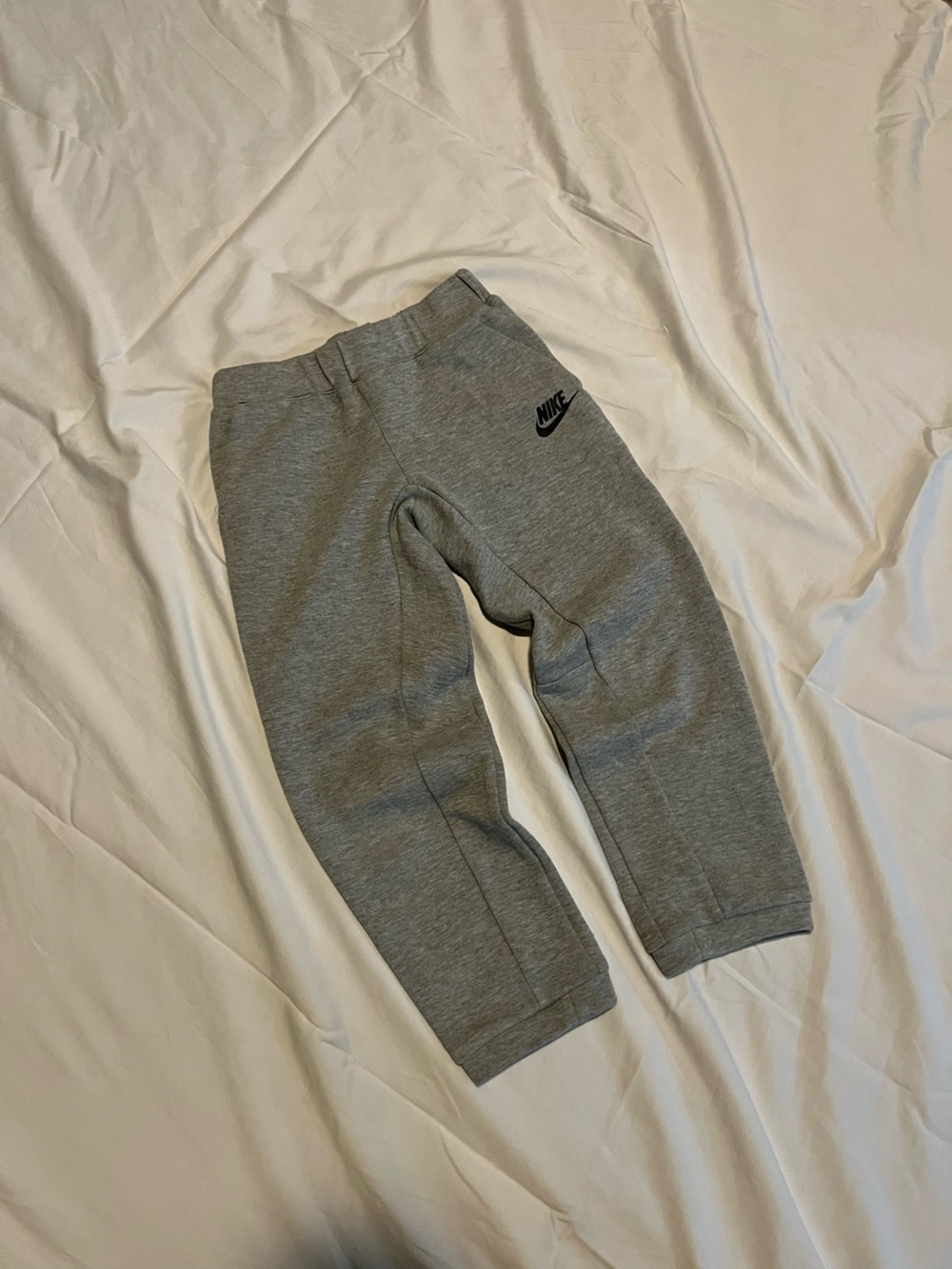Nike Kids Gray Fleece Joggers with Black Swoosh